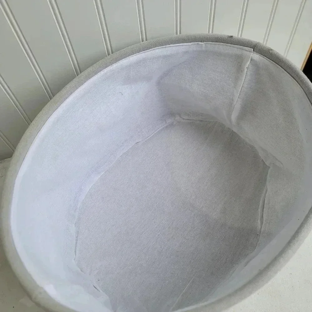 Dog Toys Oval Gray Canvas w/Handles Storage Basket Organizer Bin Box 7.5x15x12